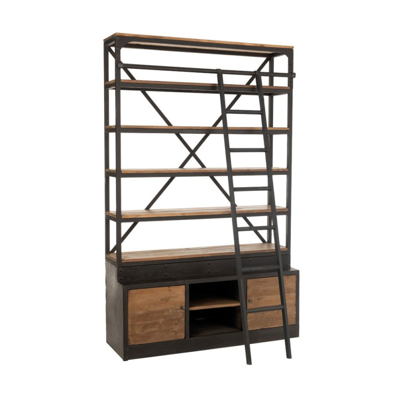 Grande bibliothèque en bois avec echelle MIZA