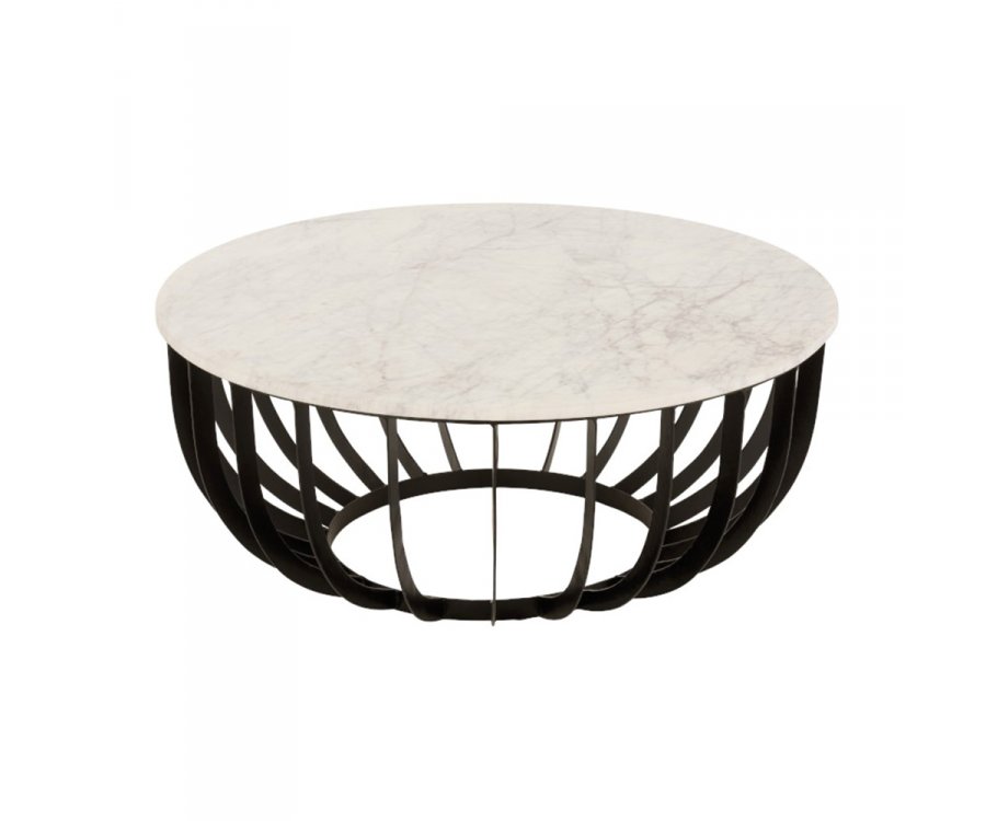 Table basse ronde marbre et métal ASAR