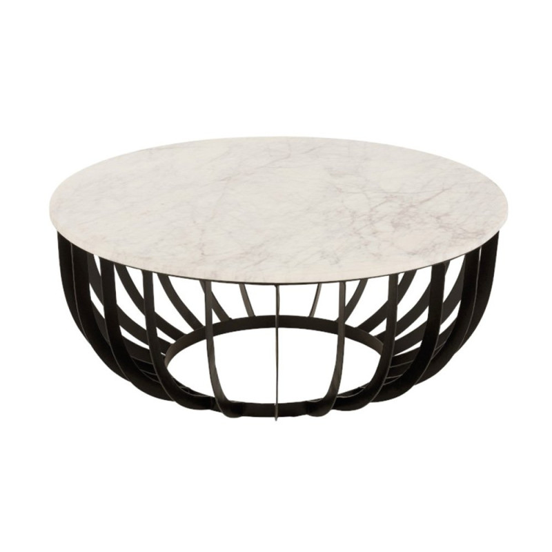 Table basse ronde marbre et métal ASAR