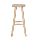 Tabouret de bar authentique rond style ethnique 80cm en chène naturel