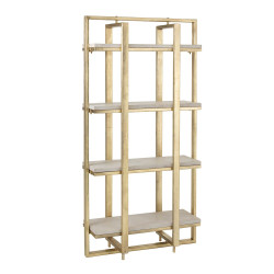 Etagère 4 étages bois et métal blanc et doré TINA