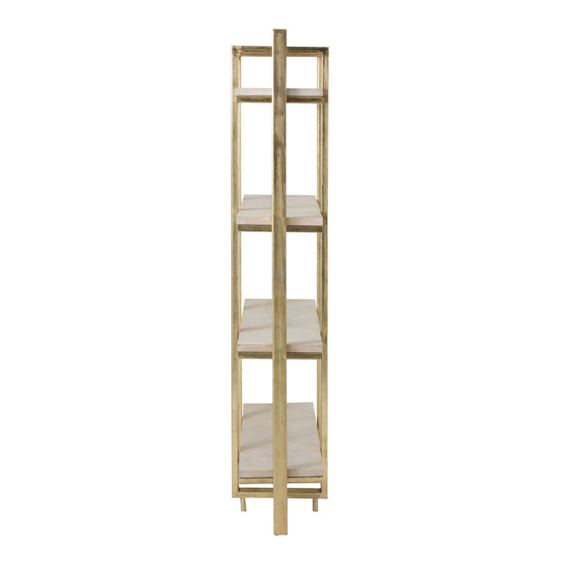 Etagère 4 étages bois et métal blanc et doré TINA