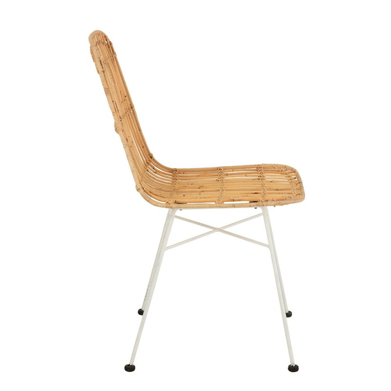 Chaise moderne en rotin et métal blanc EMAL
