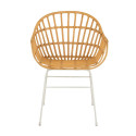 Chaise avec accoudoirs en rotin et métal blanc ZALI