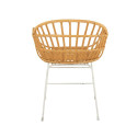 Chaise avec accoudoirs en rotin et métal blanc ZALI