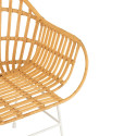 Chaise avec accoudoirs en rotin et métal blanc ZALI