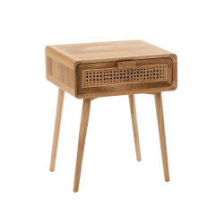 Table de chevet en teck et cannage avec tiroir SABLA