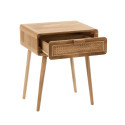 Table de chevet en teck et cannage avec tiroir SABLA