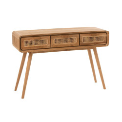Console en bois et cannage 3 tiroirs SABLA
