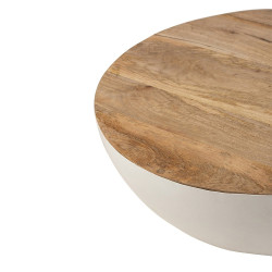 Table basse ronde en bois et métal blanc RAFIK