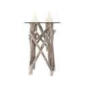 Console bohème bois plateau verre LIAM