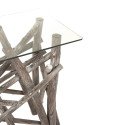 Console bohème bois plateau verre LIAM