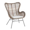 Fauteuil extérieur rotin naturel avec coussin NARNOP