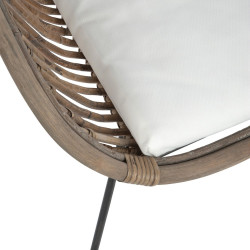 Fauteuil extérieur rotin naturel avec coussin NARNOP