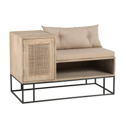 Banc design avec armoire rotin et cannage UKIALA - J-line