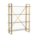 Etagère 4 planches en métal doré et verre CROSS