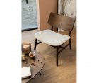 Fauteuil lounge en bois et tissu beige HAVEA