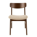 Chaise rétro en bois assise tissu beige HAVEA