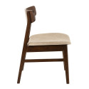 Chaise rétro en bois assise tissu beige HAVEA