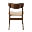 Chaise rétro en bois assise tissu beige HAVEA