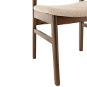 Chaise rétro en bois assise tissu beige HAVEA