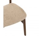 Chaise rétro en bois assise tissu beige HAVEA