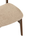 Chaise rétro en bois assise tissu beige HAVEA