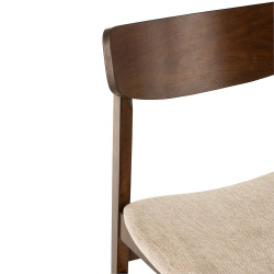 Chaise rétro en bois assise tissu beige HAVEA