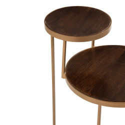 Table d'appoint 2 niveaux en bois et métal doré ARMAL