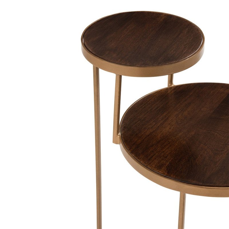 Table d'appoint 2 niveaux en bois et métal doré ARMAL