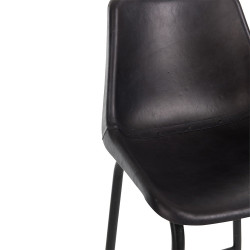 Tabouret moderne en cuir et métal noir ZONA