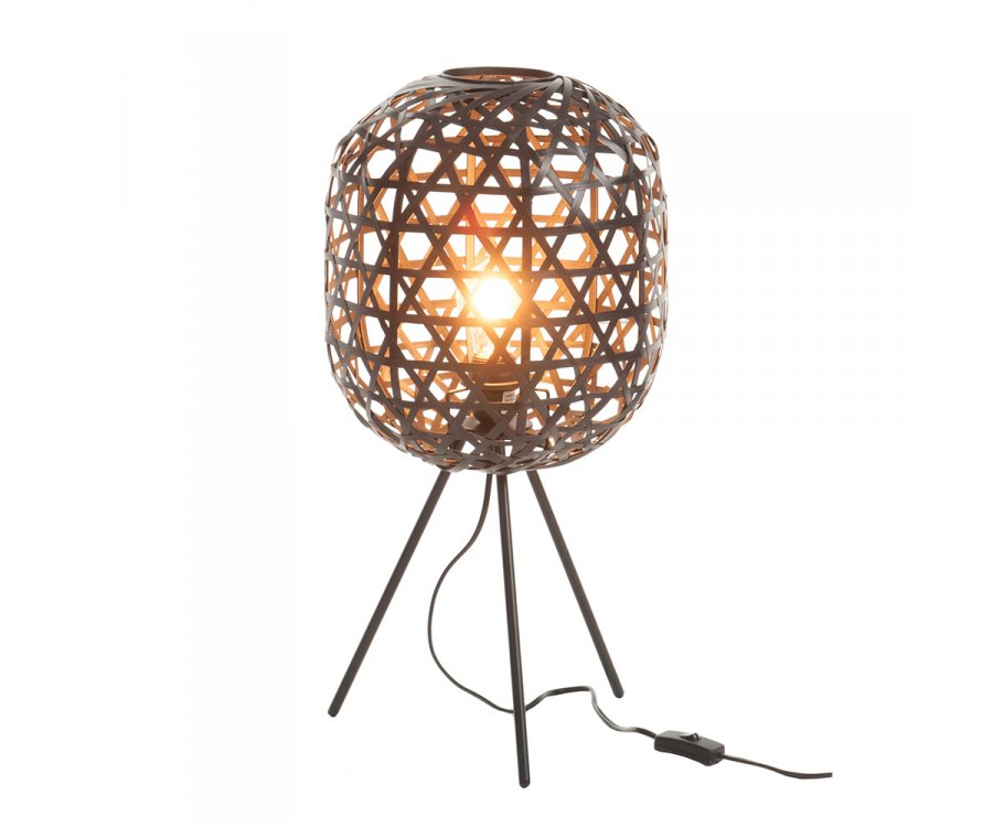 Lampe design sur pieds en bambou et métal noir LONELY