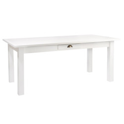 Table rectangulaire en bois blanc avec tiroir TRUDI