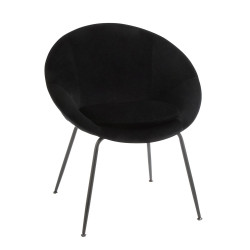 Petit fauteuil rond en velours noir IZIR