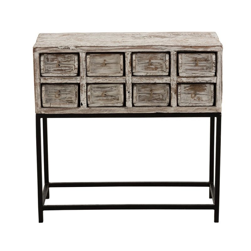 Console vintage 8 tiroirs bois recyclé JULIE - J-line