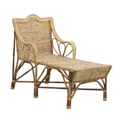 Chaise longue en rotin look bohème ABAJO