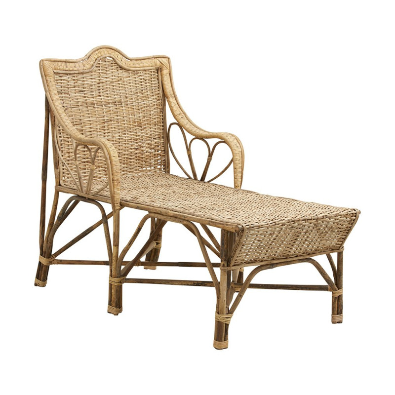 Chaise longue en rotin look bohème ABAJO