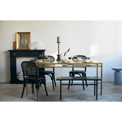 Table à manger 180x80cm en verre et métal doré SIEMPRE