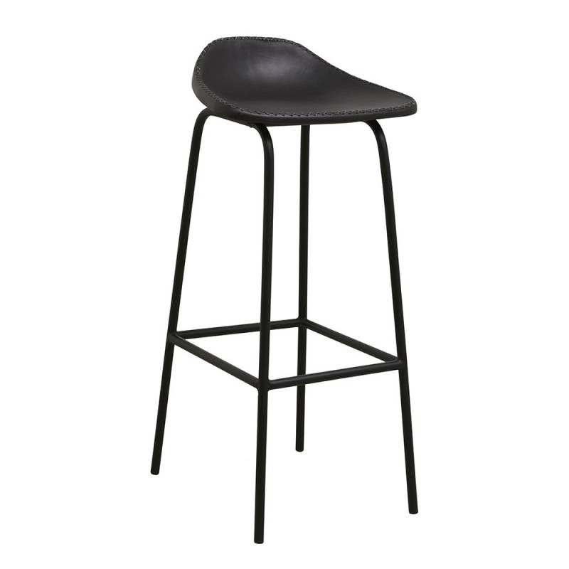 Tabouret de bar en cuir noir CAMBIO