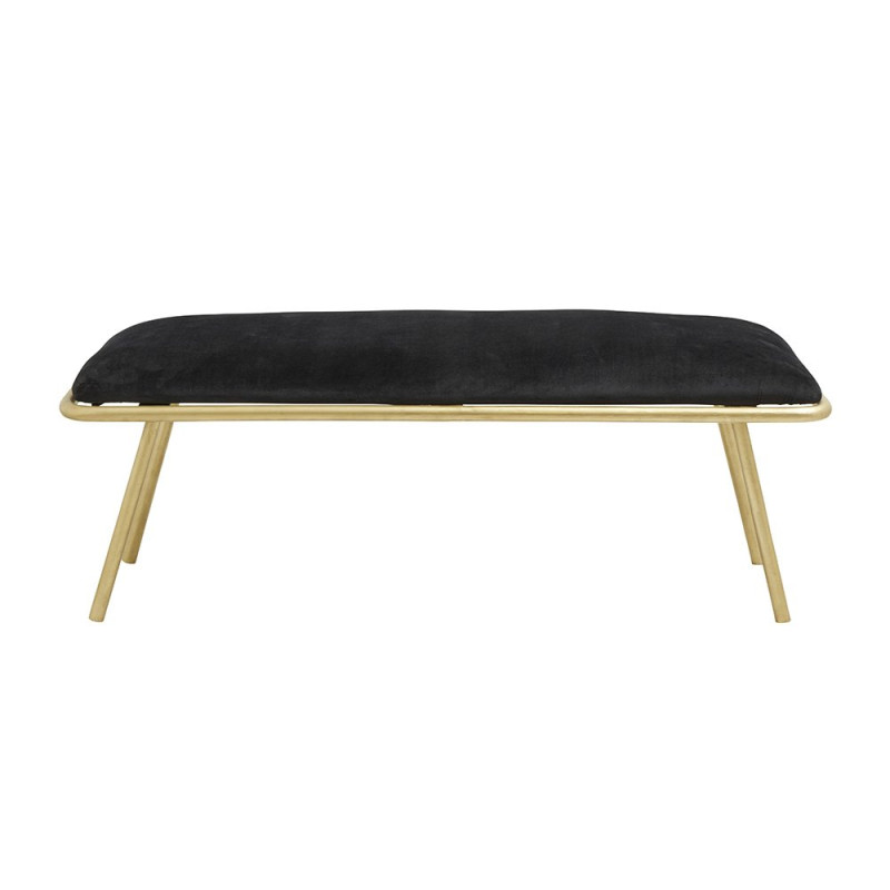 Banc art déco en velours et métal doré NADA