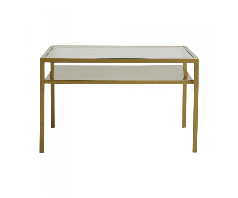 Table basse rectangulaire en verre et métal doré TEMPO