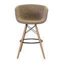 Tabouret de bar pied bois assise rembourrée MOND - Couleurs au choix