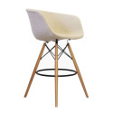 Tabouret de bar pied bois assise rembourrée MOND - Couleurs au choix