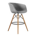Tabouret de bar pied bois assise rembourrée MOND - Couleurs au choix