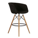 Tabouret de bar pied bois assise rembourrée MOND - Couleurs au choix
