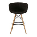 Tabouret de bar pied bois assise rembourrée MOND - Couleurs au choix