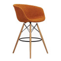 Tabouret de bar pied bois assise rembourrée MOND - Couleurs au choix