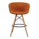 Tabouret de bar pied bois assise rembourrée MOND - Couleurs au choix
