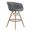 Tabouret de bar pied bois assise rembourrée MOND - Couleurs au choix