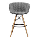 Tabouret de bar pied bois assise rembourrée MOND - Couleurs au choix